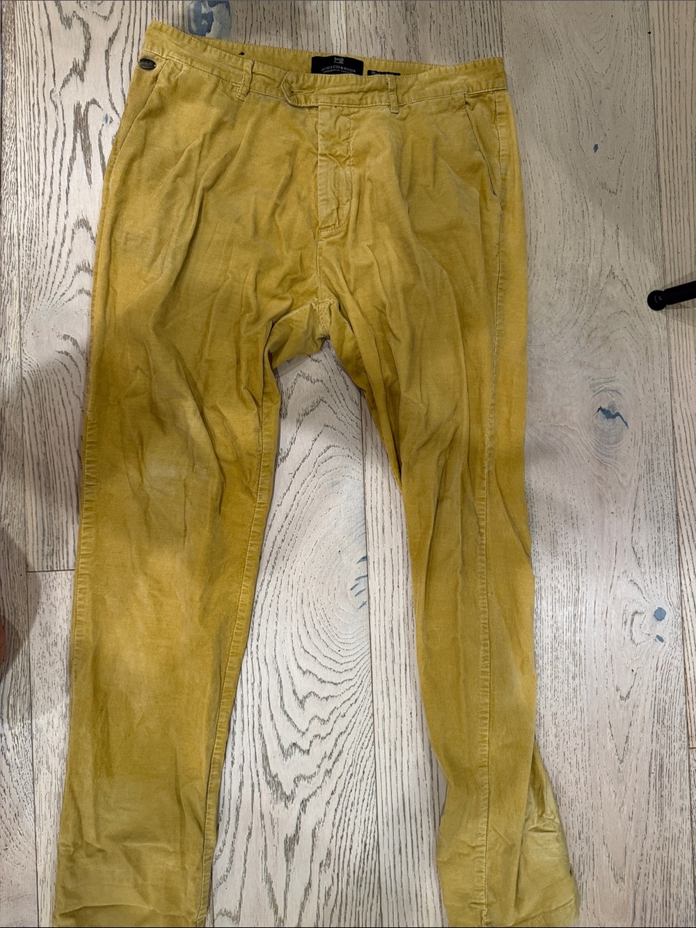 Men's Scotch & Soda Mustard Yellow corduroy Casual Chinos